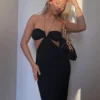 Cryptographic 2024 Summer Spaghetti Strap Halter Sexy Backless Maxi Dress Elegant Bandage Sleeveless Club Party Dresses Bodycon 3