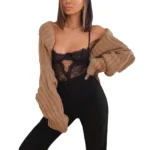 Women Knit Bolero Fall Spring Crochet Shrug Top Y2K Long Sleeve Cropped Cardigan Sweater for Downtown Girl Streetwear 6