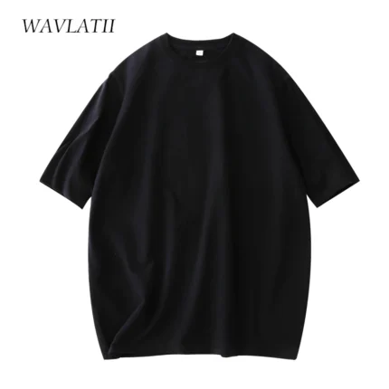 WAVLATII Women New Cotton T shirts Female Soft White Black Tees Lady Plus Size Basic Tops for Summer WT2102 2