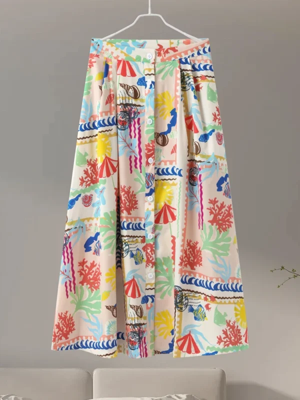 Sexy Print Halter Top Skirts Set Women Sleeveless Backless Tank Tops High Waist Split Skirt Set 2024 Summer Lady Beach Outfit 6