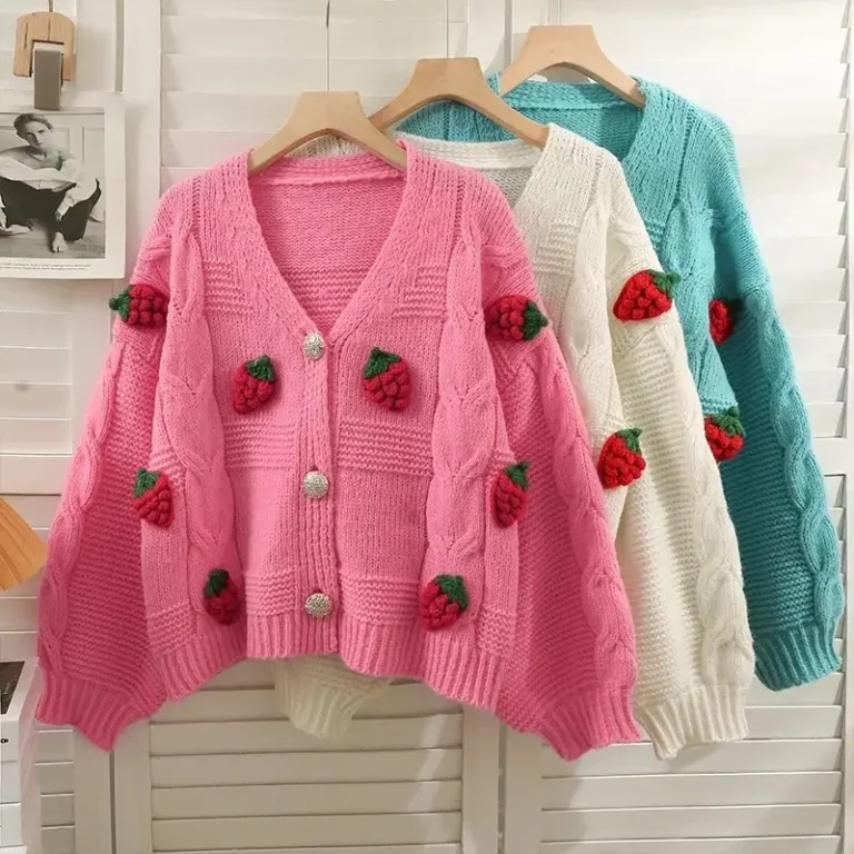 Strawberry Knitted Loose Warm Sweater