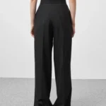 Mnealways18 Spring Summer Black Ladies Office Trousers Womens High Waist Pants Pockets Female Pleated Wide Legs Pants Solid 2024 2