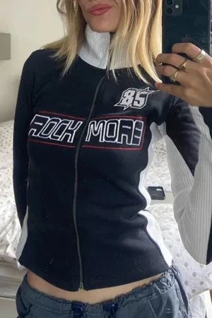 Motorcycle Wind Blue White Coat Hoodies Fashion Long Sleeve Sweatshirts Women Casual Harajuku Streetwear Pullovers Sudaderas