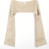 Women Crochet Knit Hollow Out Crop Top Long Sleeve Shrug Sweater Mesh Cover Ups Cardigan Streetwear Pullover Women Clothes Y2k 2