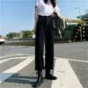 Jeans Women All-match Korean Style Mopping Trousers Denim Vintage Black Solid High Waist Autumn Baggy Chic Street Casual 5