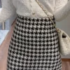 Fashion Women's skirt Woolen Plaid High Waist Slim Buttocks Short Mini Woman skirts Black Beige 1080 6
