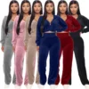 Spring Velour Women Sport Suit Tracksuit Hooded Jacket Sweater+pant Running Jogger Fitness Workout Casual Training Set Sweatsuit 1