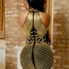iDress Ins Internet Celebrity Club Dress Sequined Diamond Halter Neck Sleeveless Dress Sexy Birthday Party Mini Dress Vestidos 2