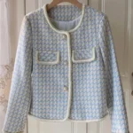 High Quality French Vintage Small Fragrance Tweed Jacket Coat Women's Spring Autumn Casual Fried Street Short Coat Plaid Outwear 2