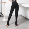 New Latin Dance Pants Women High Waist Wide Leg Black/Leopard Latin Practice Trousers Cha Cha Ballroom Dance Clothes Rumba Pants 3