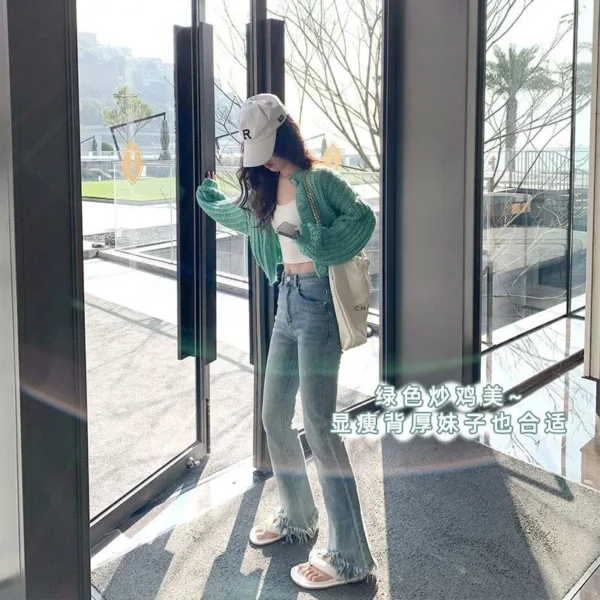 Unique Cool Knitted Top Coat Cardigan Sweater Female 2023 New Network Red Spring/Summer Long Sleeve Sweater Cardigan Female Tops 2