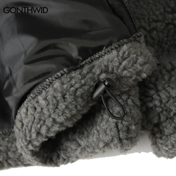Hip Hop Winter Fleece Fluffy Jacket Streetwear Harajuku Fuzzy Zipper Coat Men Autumn Solid Color Lightweight Jackets Black Beige 6