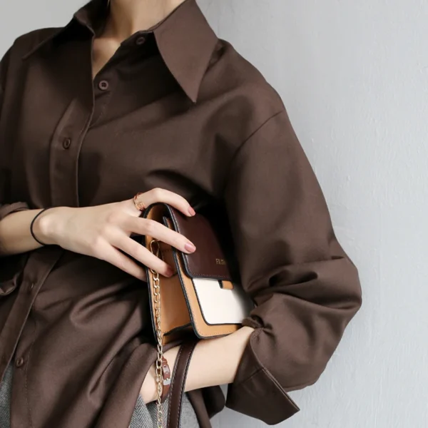 QOERLIN Coffee Blouse Women Spring Autumn Casual Solid Color Long Sleeve Shirt Women Korean Loose Shirt OL Style Workwear S-XL 6