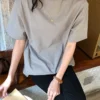 Alien Kitty 2023 New Summer T Shirt Women Soft Free Loose Hot Sale Solid Fresh Casual Natural Short Basic Shirts 9 Colors 5