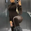 Dulzura Autumn Velvet Sexy Y2K Clothes Long Sleeve O-Neck Bodycon Skinny Zipper Jumpsuit Women Sporty Streetwear Romper Outfits 5