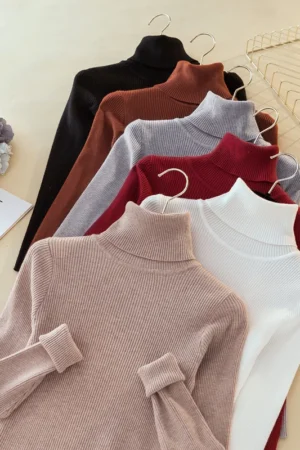 Woman Sweaters 2023 Autumn Winter Tops Turtleneck Sweater Women Slim Pullover Jumper High Neck Knitted Sweater Pull Femme Hiver