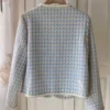 High Quality French Vintage Small Fragrance Tweed Jacket Coat Women's Spring Autumn Casual Fried Street Short Coat Plaid Outwear 3