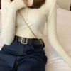 2024 Knitted Women Button Sweater Pullovers spring Autumn Basic Women highneck Sweaters Pullover Slim female High Quality Top 4