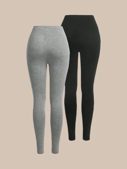 Two Piece Women Solid High Waist Leggings Sexy Elastic Waist Casual Yoga Pants at all seasons 2