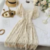 Summer Fairy Dress Women French Style Vintage Retro Chiffon Dress Puff Sleeve Casual Elegant Floral Print Dress Women 2024 New 2