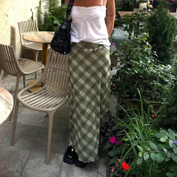 Gray Street Drawstring Split Long Skirt Women High Waist Fashion Korean Basic Cargo Skirts Lady Harajuku Y2K Outfits 2