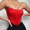Sleeveless Off Shoulder Velvet Fashion Sexy Corset Crop Tops Vest Female Underwear Backless Bustier Top Solid 2