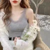 Summer Top Women Sleeveless Lace Tank Top Sexy Women's T-shirt Vest Bra Female Vest Tops White Black Underwear Women Lingerie 4