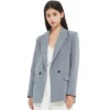 Autumn and spring women's blazer jacket casual solid color double-breasted pocket decorative coat 5