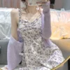 Dresses Woman Summer 2022 Party Sleeveless Y2k Sling Sexy Casual Aesthetic Floral Print Midi High Waist Harajuku Female Clothing 2
