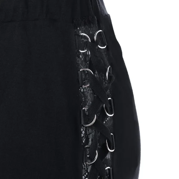 Halloween Cosplay Disco 70s 60s Theme Party Sexy Gothic Lace Flare Pants Lace Up Patchwork Slim Trousers Bandage Bellbottoms 4