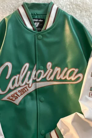 American retro letter embroidery leather jackets coats women's 2021 new street trend all-match baseball uniform couple loose top