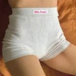 Summer White Letter Embroidery Biker Shorts Women Ribber Knit Black High Waist Casual Streetwear Shorts 4