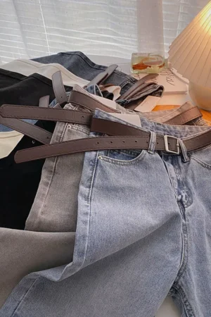 ZHISILAO Straight Jeans Women with Belt Vintage Basic Blue Ankle-length Denim Pants Boyfriend Gray Jeans Korean 2021