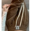 Wood Cotton Fleece Wide-Leg Pants Women 2023 Spring Autumn New High-Waisted Slimming Sports Casual Pants Loose Mopping Y2k Pants 6