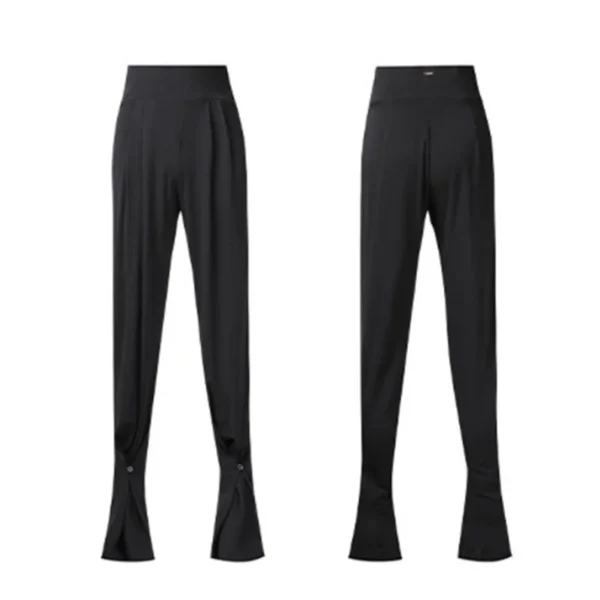 New Latin Dance Pants Women High Waist Wide Leg Black/Leopard Latin Practice Trousers Cha Cha Ballroom Dance Clothes Rumba Pants 5
