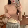 Winter Velvet Thickened Undershirt Women Solid Color Slim Cozy Thermal Underwear Camisole Warm Sling Vest Top Bottoming Clothing 4