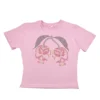 Y2K clothes 2000s Vintage Harajuku Fairy grunge Short Top women's T-shirts Rhinestones Goth Skull Baby Tees E-girl EMO Crop Tops 2