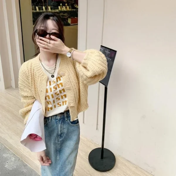 Unique Cool Knitted Top Coat Cardigan Sweater Female 2023 New Network Red Spring/Summer Long Sleeve Sweater Cardigan Female Tops 4