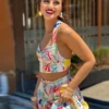 Sexy Print Halter Top Skirts Set Women Sleeveless Backless Tank Tops High Waist Split Skirt Set 2024 Summer Lady Beach Outfit 3