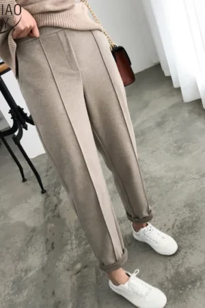 Ladies Loose Pencil Pants 2024 Spring Winter Trousers OL Style Wool Female Work Suit Pant Trousers Capris Women Clothing 6648 1