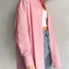 Basic Candy Colors Shirt Women's Beautiful Blouses with Collar 2023 Summer Green Button Up Shirts Oversized Long Sleeve Tops 4
