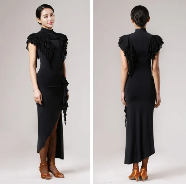 Slimming Latin Dance Skirt Costume Dancing Clothes Wear Standard Costume Tango Latina with Ruffles Women's skirt D1193 3