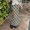 Gray Street Drawstring Split Long Skirt Women High Waist Fashion Korean Basic Cargo Skirts Lady Harajuku Y2K Outfits