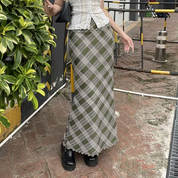 Gray Street Drawstring Split Long Skirt Women High Waist Fashion Korean Basic Cargo Skirts Lady Harajuku Y2K Outfits