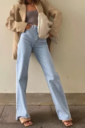 Cryptographic Casual Fashion Straight Leg Women's Jeans Denim Bottom Harajuku Boyfriend Long High Waist Baggy Jeans Fall Pants 2
