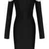 Bandage Dress Long Sleeve Black Bandage Dress 2022 New Arrival Women Mini Crystal Sexy Off Shoulder Bodycon Club Party Dress 5