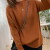 Women Mock Neck Pullovers Sweater High Quality Oversized Jumper Split Fall Winter Clothes Beige Purple Green 8 Colors  C-114 1