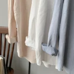 BGTEEVER Minimalist Loose White Shirts for Women Turn-down Collar Solid Female Shirts Tops 2020 Spring Summer Blouses 6