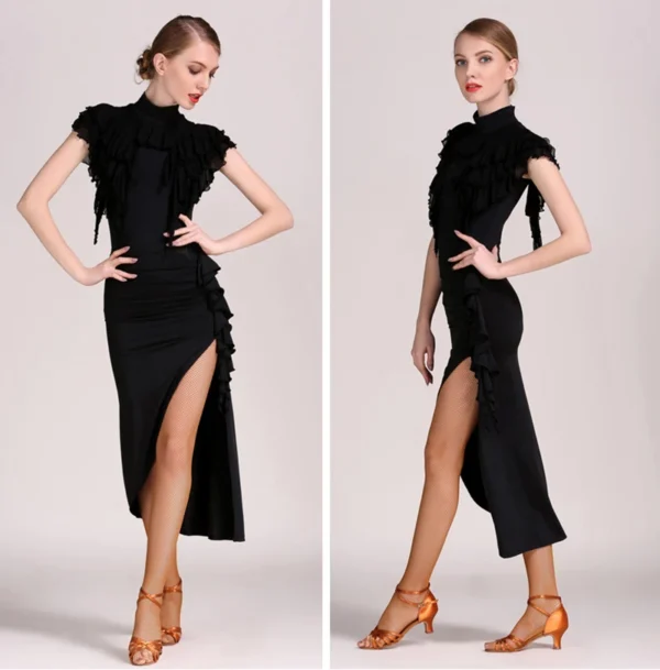 Slimming Latin Dance Skirt Costume Dancing Clothes Wear Standard Costume Tango Latina with Ruffles Women's skirt D1193 2