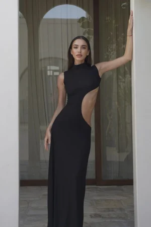 BoozRey Sexy Cut Out Maxi Dress Outfits for Women Elegant Club Party Bodycon Sleeveless Tank Dresses Vestido Summer Chic